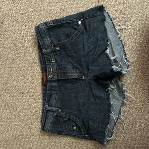 Lee Dark Indigo Frayed Hem Women's Denim Shorts